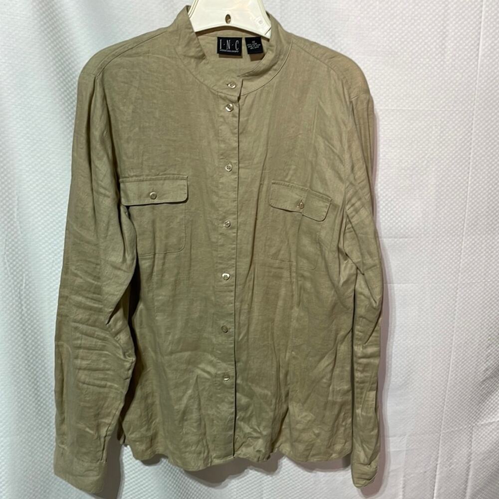 INC international concepts 12 💯 linen unlined jacket/blouse shaped fit euc